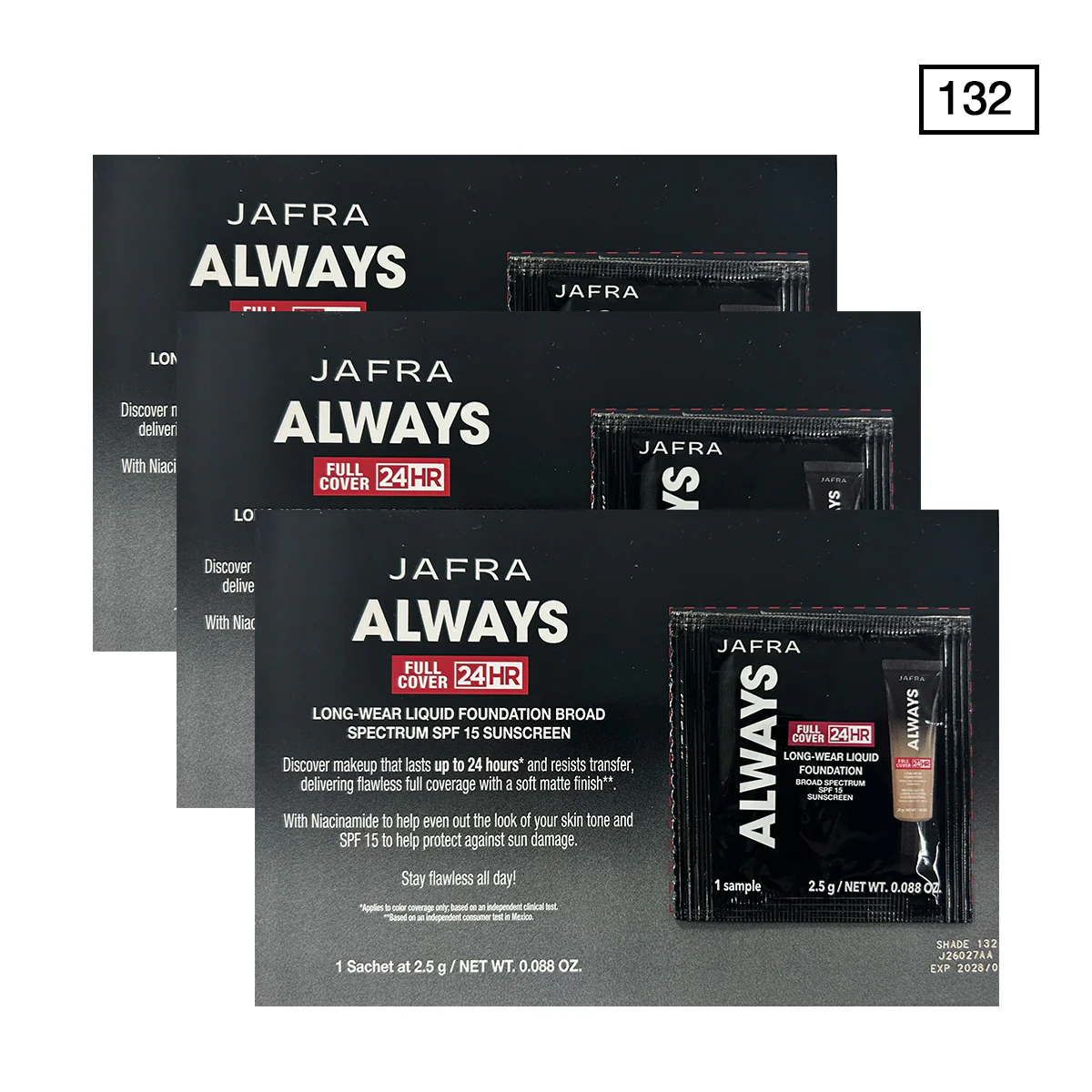 Always Full Cover 24HR Long-Wear Foundation Sachets - 132 - Non-Retail