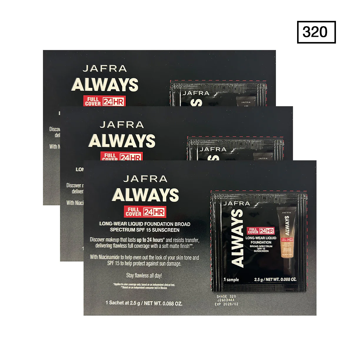 Always Full Cover 24HR Long-Wear Foundation Sachets - 320 - Non-Retail