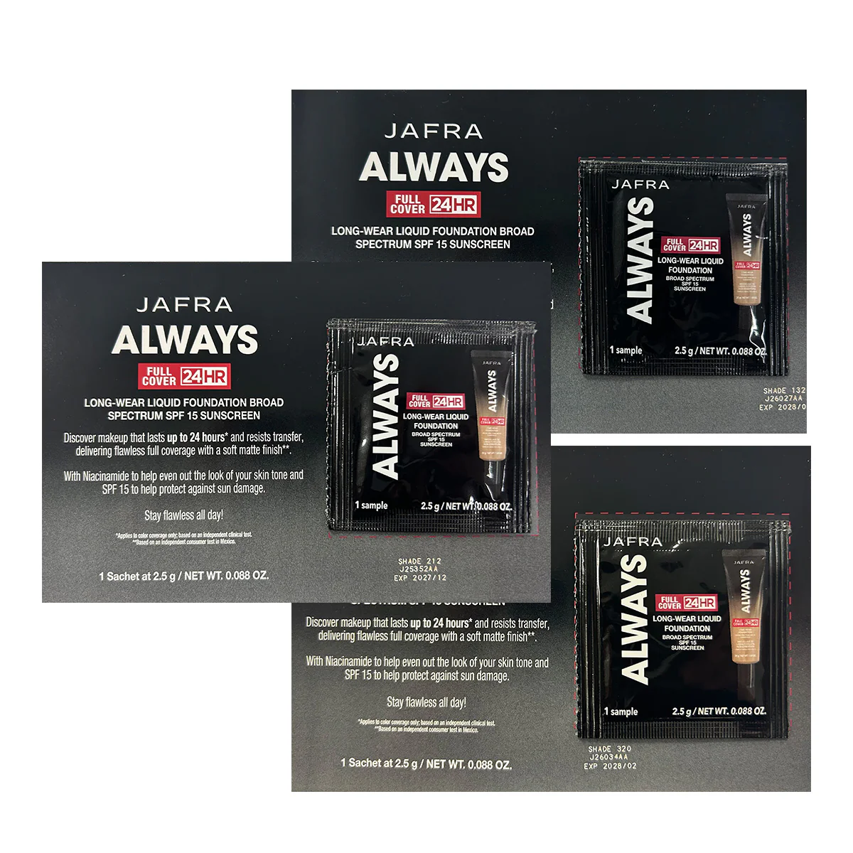 Always Full Cover 24HR Long-Wear Foundation Sachets - Combo - Non-Retail